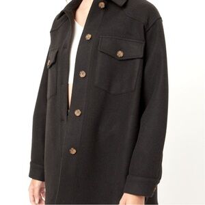 Pepper & Zoe M/L Black Wool Blend Knit Side Pocket Shirt Jacket